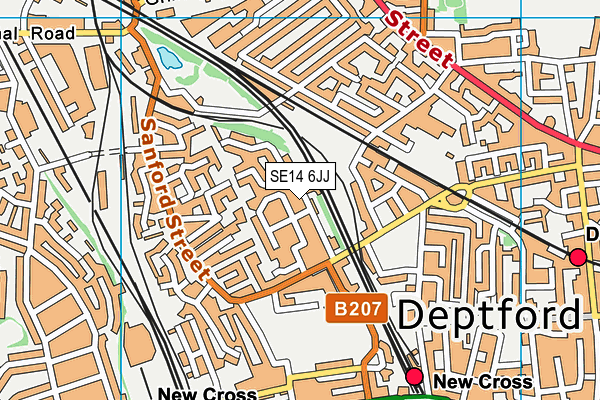 SE14 6JJ map - OS VectorMap District (Ordnance Survey)