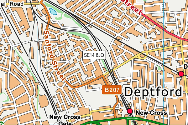 SE14 6JQ map - OS VectorMap District (Ordnance Survey)