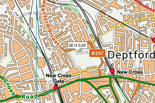 SE14 6JW map - OS VectorMap District (Ordnance Survey)