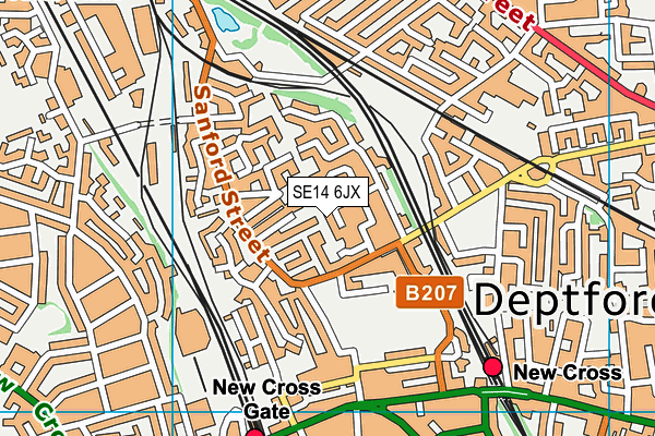 SE14 6JX map - OS VectorMap District (Ordnance Survey)