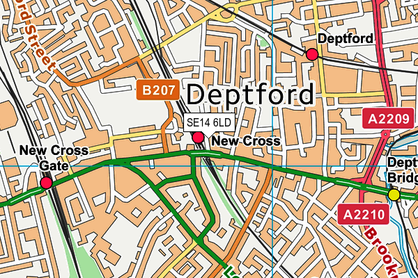 SE14 6LD map - OS VectorMap District (Ordnance Survey)