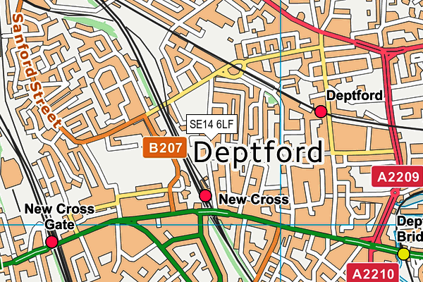 SE14 6LF map - OS VectorMap District (Ordnance Survey)