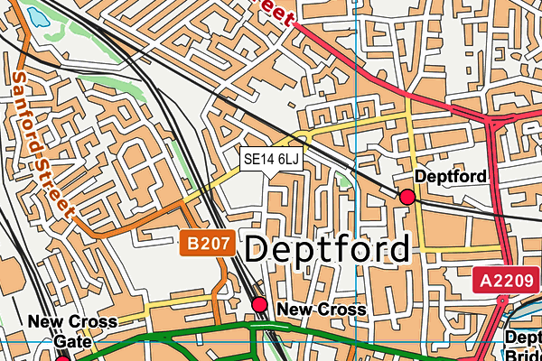 SE14 6LJ map - OS VectorMap District (Ordnance Survey)