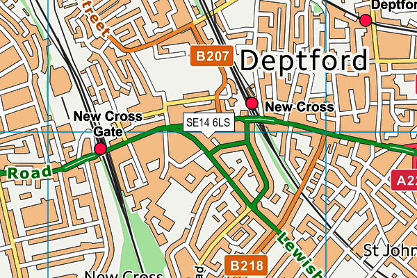 SE14 6LS map - OS VectorMap District (Ordnance Survey)