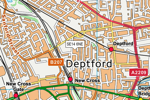 SE14 6NE map - OS VectorMap District (Ordnance Survey)