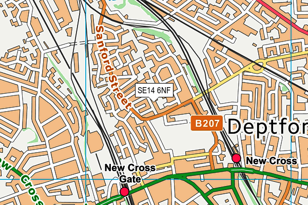 SE14 6NF map - OS VectorMap District (Ordnance Survey)