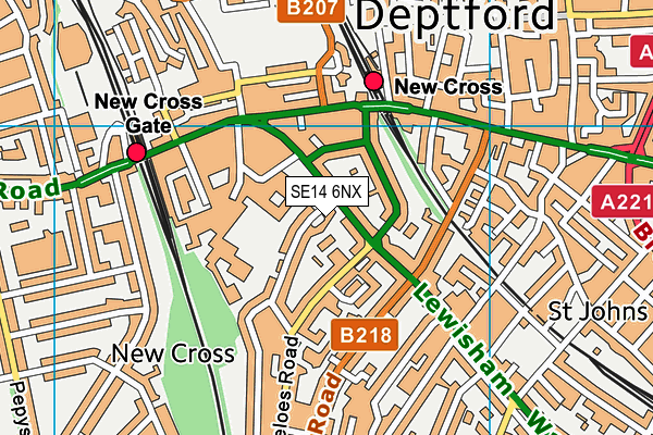 SE14 6NX map - OS VectorMap District (Ordnance Survey)