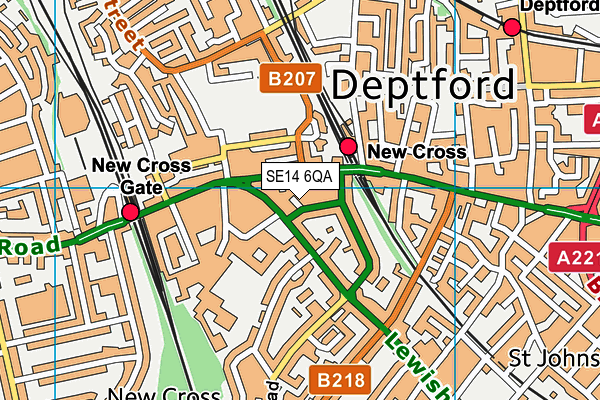 SE14 6QA map - OS VectorMap District (Ordnance Survey)