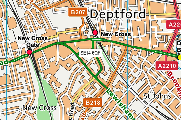 SE14 6QF map - OS VectorMap District (Ordnance Survey)