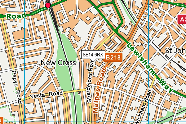 SE14 6RX map - OS VectorMap District (Ordnance Survey)