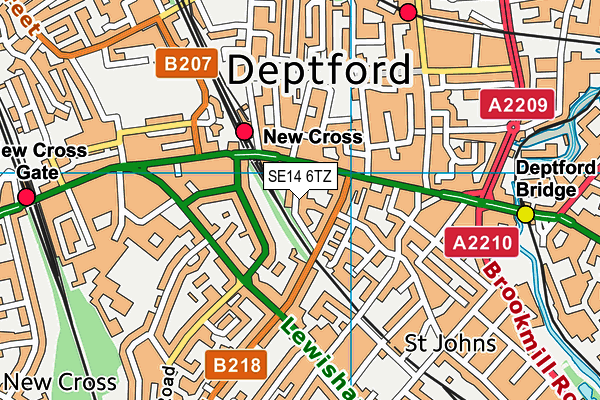 SE14 6TZ map - OS VectorMap District (Ordnance Survey)