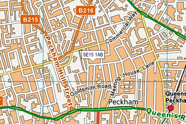SE15 1AB map - OS VectorMap District (Ordnance Survey)