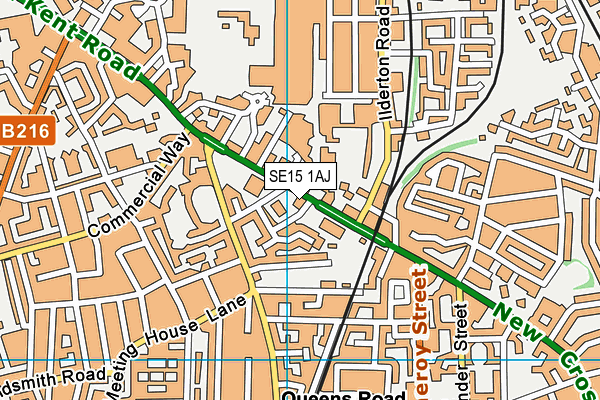 SE15 1AJ map - OS VectorMap District (Ordnance Survey)