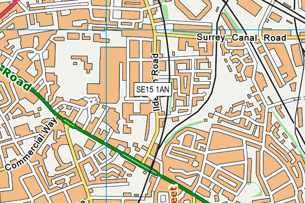 SE15 1AN map - OS VectorMap District (Ordnance Survey)