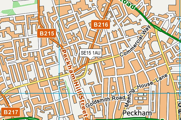 SE15 1AU map - OS VectorMap District (Ordnance Survey)