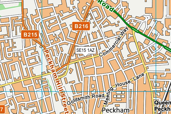 SE15 1AZ map - OS VectorMap District (Ordnance Survey)