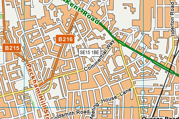 SE15 1BE map - OS VectorMap District (Ordnance Survey)