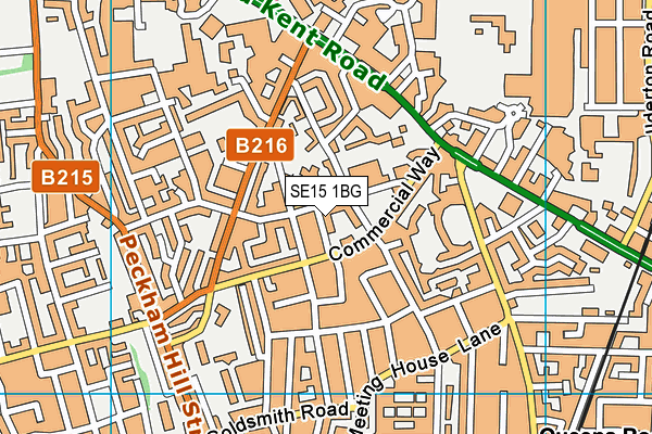 SE15 1BG map - OS VectorMap District (Ordnance Survey)