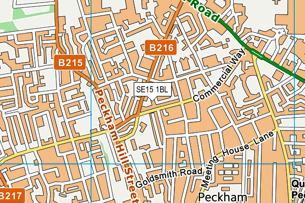 SE15 1BL map - OS VectorMap District (Ordnance Survey)