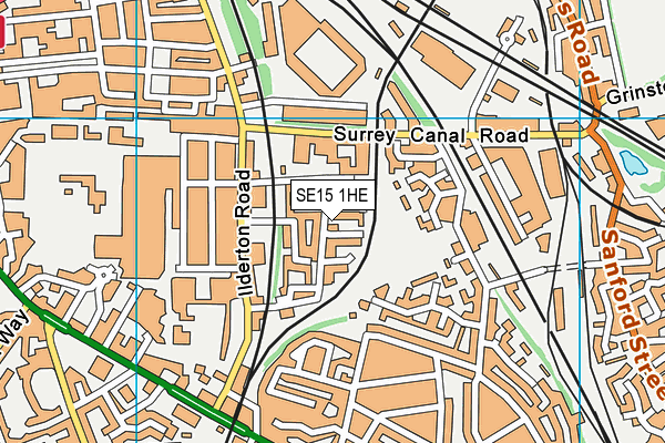 SE15 1HE map - OS VectorMap District (Ordnance Survey)
