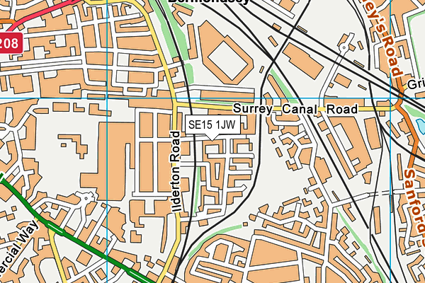 SE15 1JW map - OS VectorMap District (Ordnance Survey)