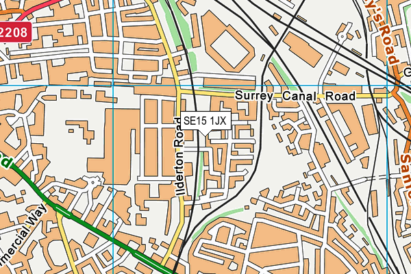 SE15 1JX map - OS VectorMap District (Ordnance Survey)