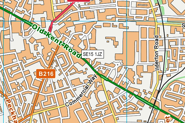 SE15 1JZ map - OS VectorMap District (Ordnance Survey)