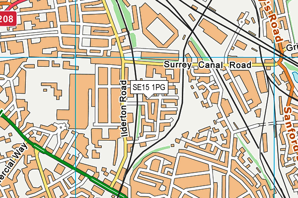 SE15 1PG map - OS VectorMap District (Ordnance Survey)