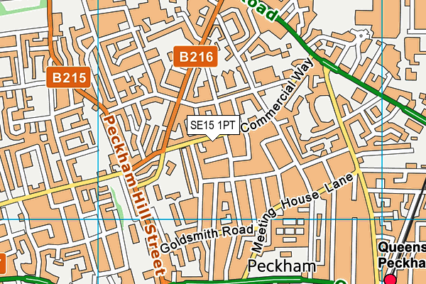 SE15 1PT map - OS VectorMap District (Ordnance Survey)