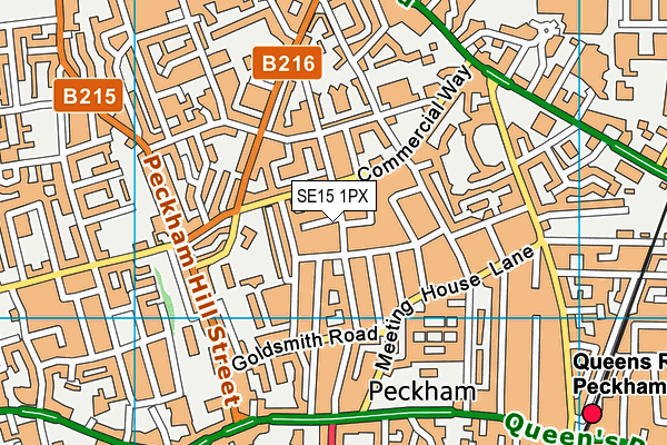 SE15 1PX map - OS VectorMap District (Ordnance Survey)