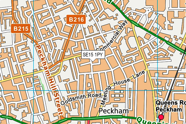 SE15 1PY map - OS VectorMap District (Ordnance Survey)
