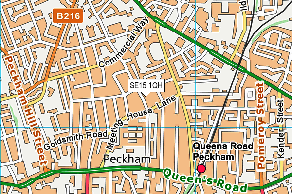 SE15 1QH map - OS VectorMap District (Ordnance Survey)