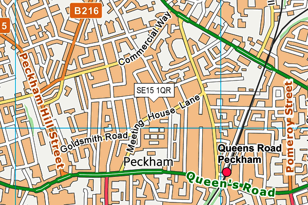 SE15 1QR map - OS VectorMap District (Ordnance Survey)