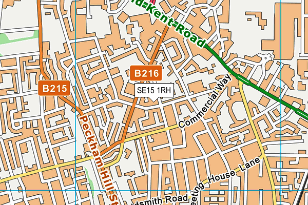 SE15 1RH map - OS VectorMap District (Ordnance Survey)
