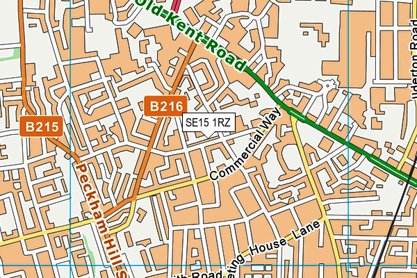 SE15 1RZ map - OS VectorMap District (Ordnance Survey)