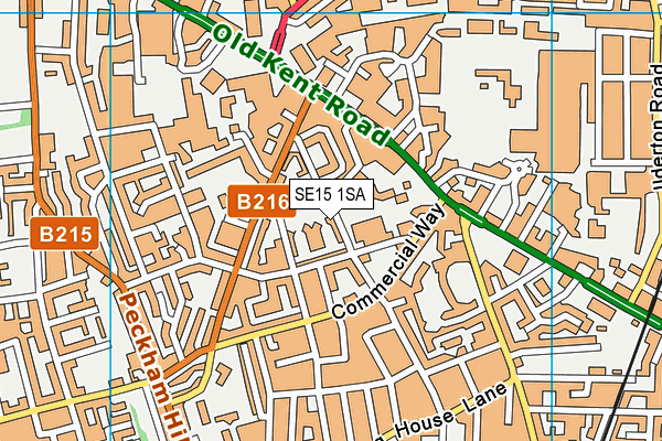 SE15 1SA map - OS VectorMap District (Ordnance Survey)