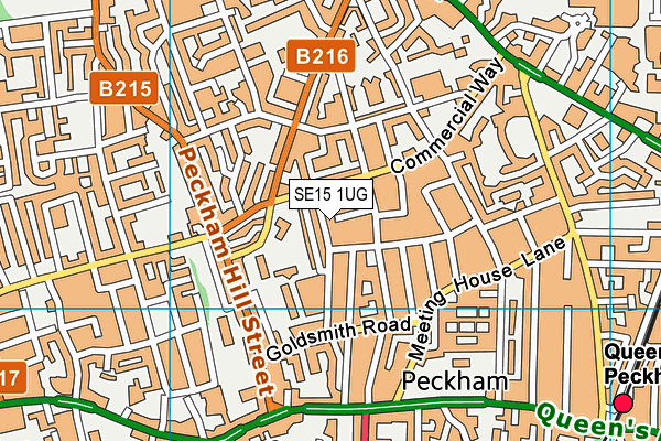 SE15 1UG map - OS VectorMap District (Ordnance Survey)