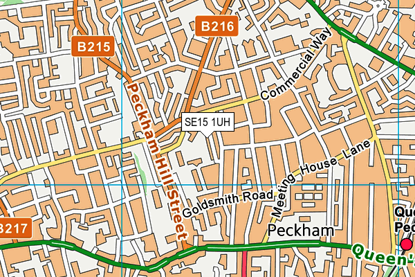 SE15 1UH map - OS VectorMap District (Ordnance Survey)