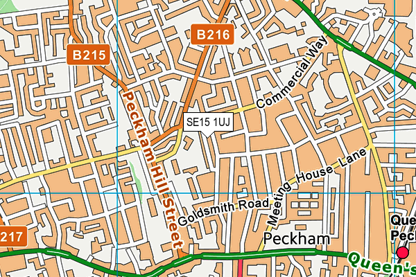 SE15 1UJ map - OS VectorMap District (Ordnance Survey)