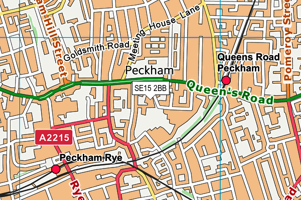 SE15 2BB map - OS VectorMap District (Ordnance Survey)