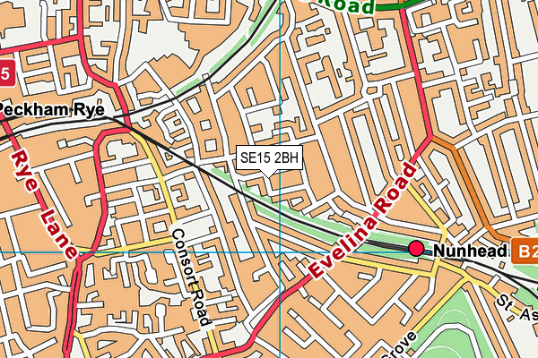 SE15 2BH map - OS VectorMap District (Ordnance Survey)