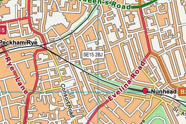 SE15 2BJ map - OS VectorMap District (Ordnance Survey)