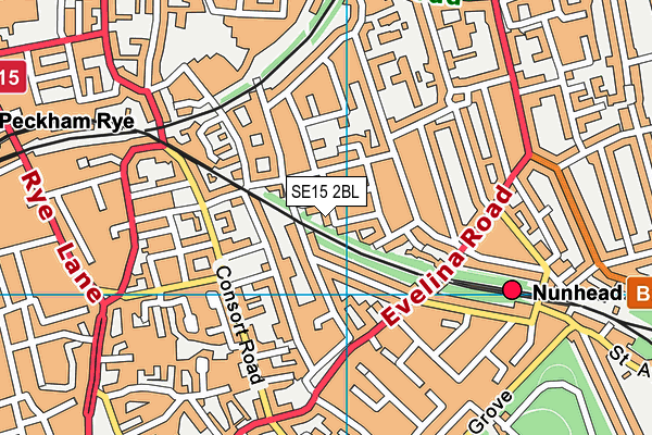 SE15 2BL map - OS VectorMap District (Ordnance Survey)