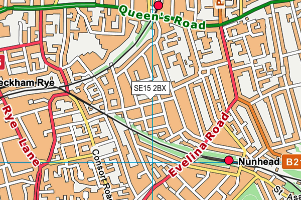 SE15 2BX map - OS VectorMap District (Ordnance Survey)