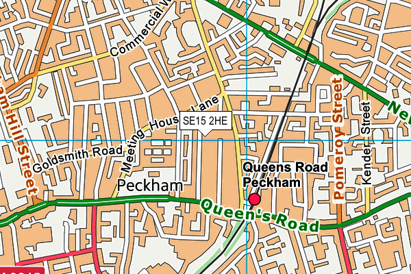 SE15 2HE map - OS VectorMap District (Ordnance Survey)