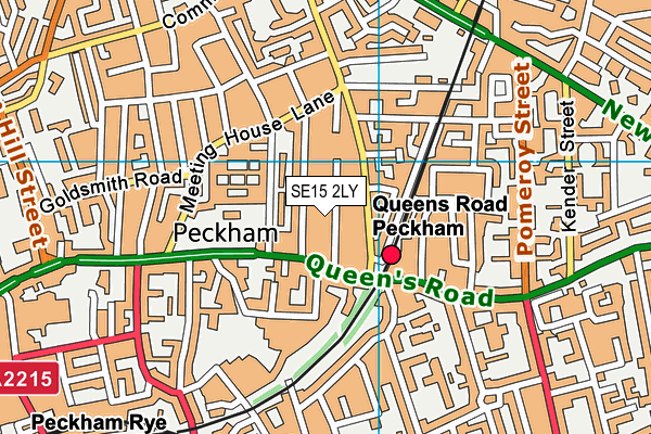 SE15 2LY map - OS VectorMap District (Ordnance Survey)