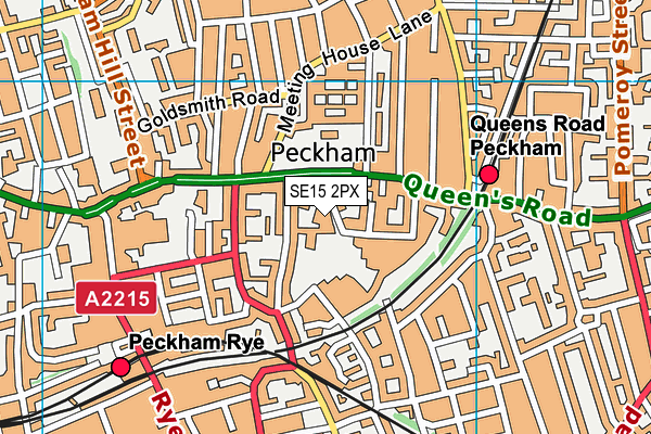 SE15 2PX map - OS VectorMap District (Ordnance Survey)