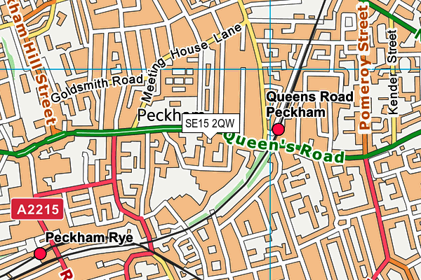 SE15 2QW map - OS VectorMap District (Ordnance Survey)