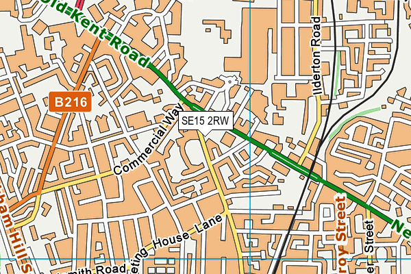 SE15 2RW map - OS VectorMap District (Ordnance Survey)