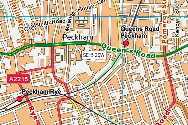 SE15 2SW map - OS VectorMap District (Ordnance Survey)